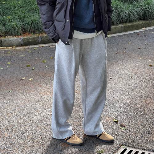 Nick Tian 春秋款美式休闲灰色直筒运动裤男生宽松阔腿百搭卫裤