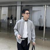 Nick 灰色宽松休闲外套 拉链卫衣男春秋款 Tian美式 复古立领开衫