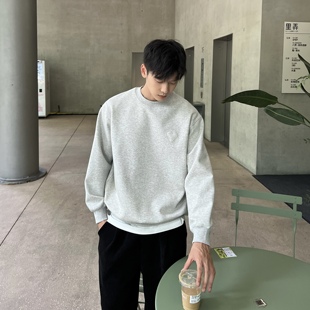 新款 秋季 灰色立体浮雕印花爱心卫衣男简约休闲百搭上衣 tian nick