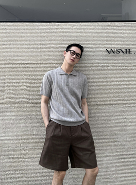 Nick Tian 高级感老钱风纯色polo翻领冰丝针织短袖男夏季凉感上衣