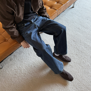 Tian 长裤 极简风纯色小直筒牛仔裤 宽松休闲韩版 子 男秋冬新款 Nick