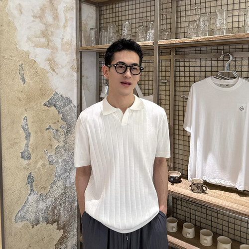NickTian薄冰丝polo短袖针织衫