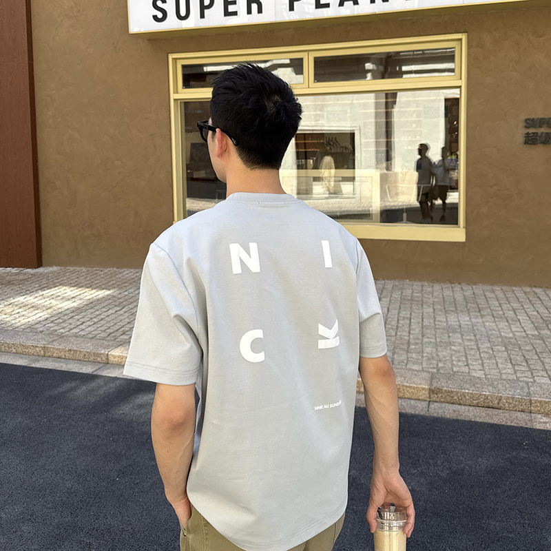 NickTian背后字母印花短袖T恤