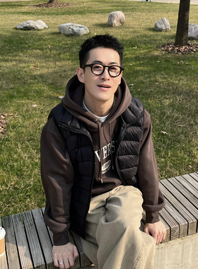 Nick Tian 白鸭绒无袖排骨羽绒马甲男冬季新款百搭时尚休闲风外搭