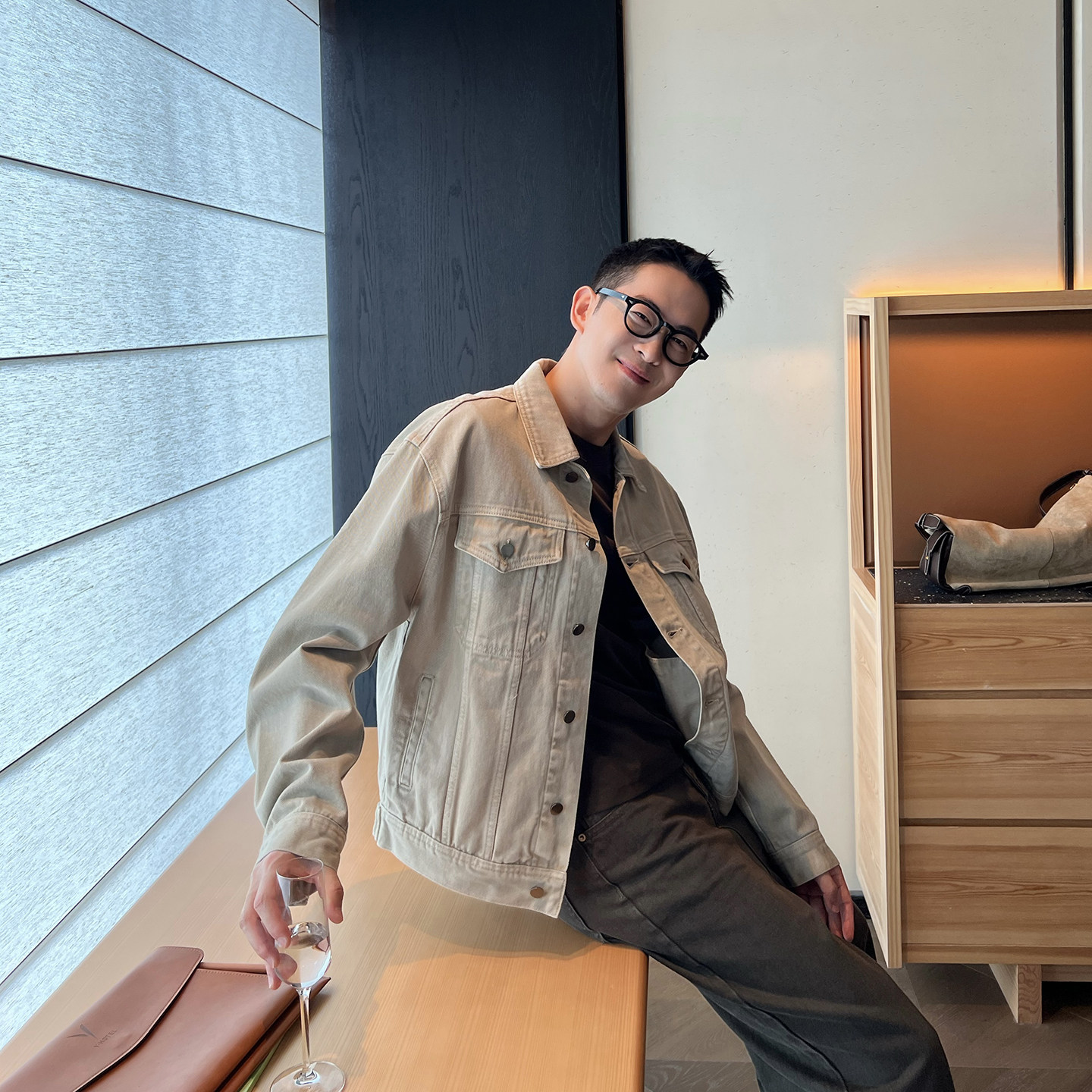 Nick Tian 休闲美式街头牛仔外套男秋冬新款宽松翻领口袋拉链上衣
