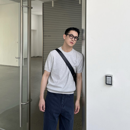 NickTian老钱风纹理针织短袖