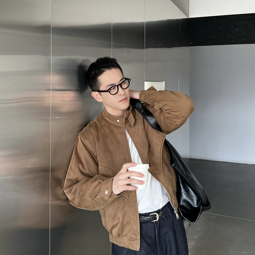 NickTian宽松麂皮绒皮衣夹克