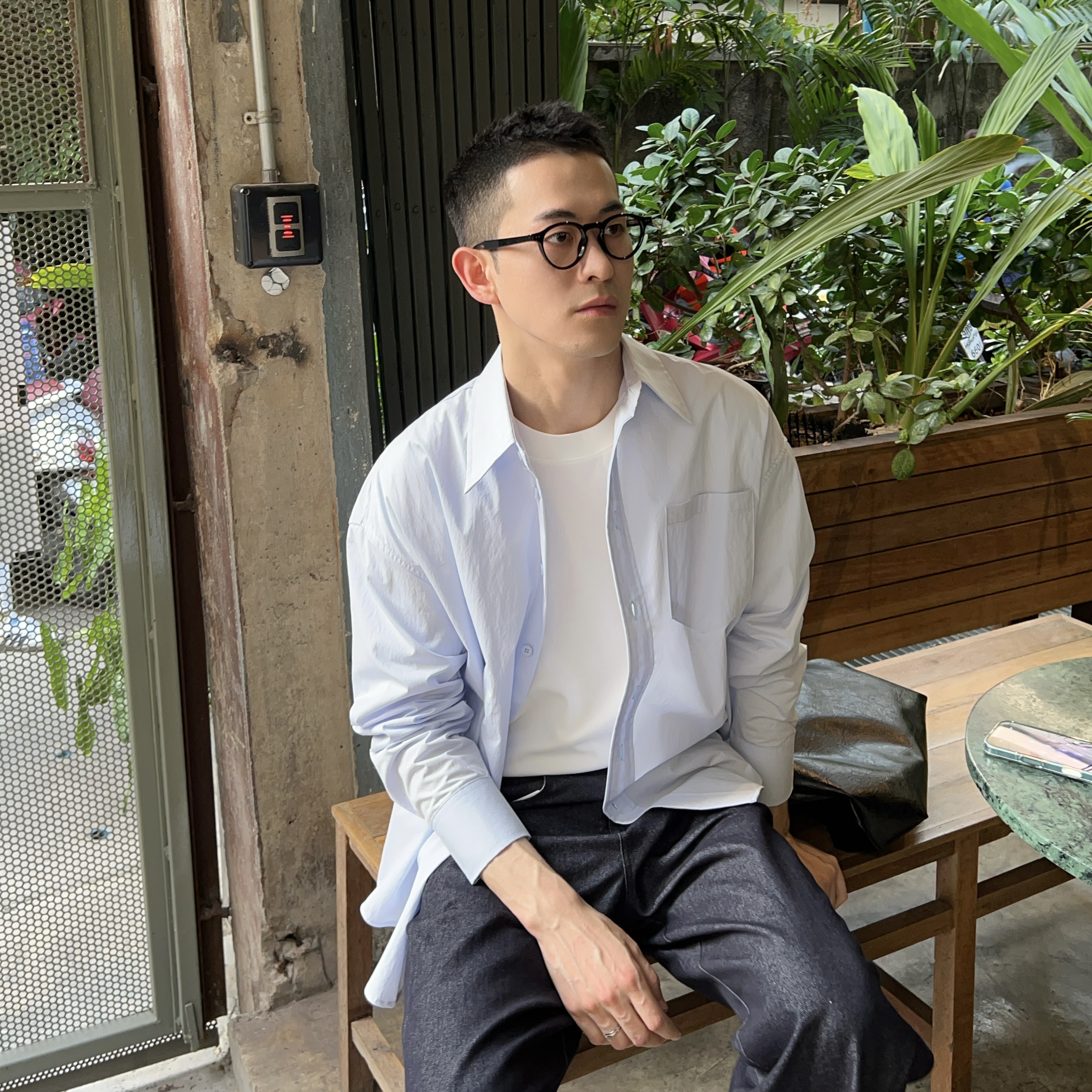 NickTian金属设计感衬衫外套
