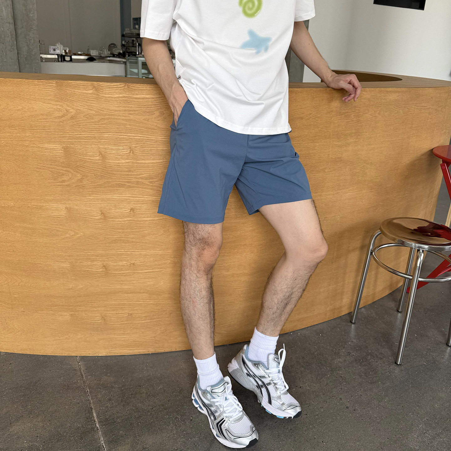 Nick Tian 松紧腰休闲速干短裤男夏季新款宽松直筒纯色百搭运动裤