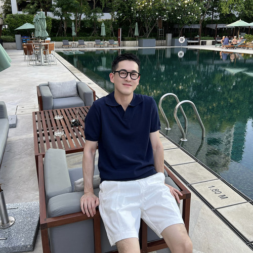 NickTian海鸥领针织冰丝短袖