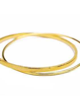 金瑞缘足金999筷子手镯女黄金实心正圆扁光圈交叉手镯 天生一对
