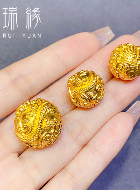 古法手工錾刻龙凤珠手链