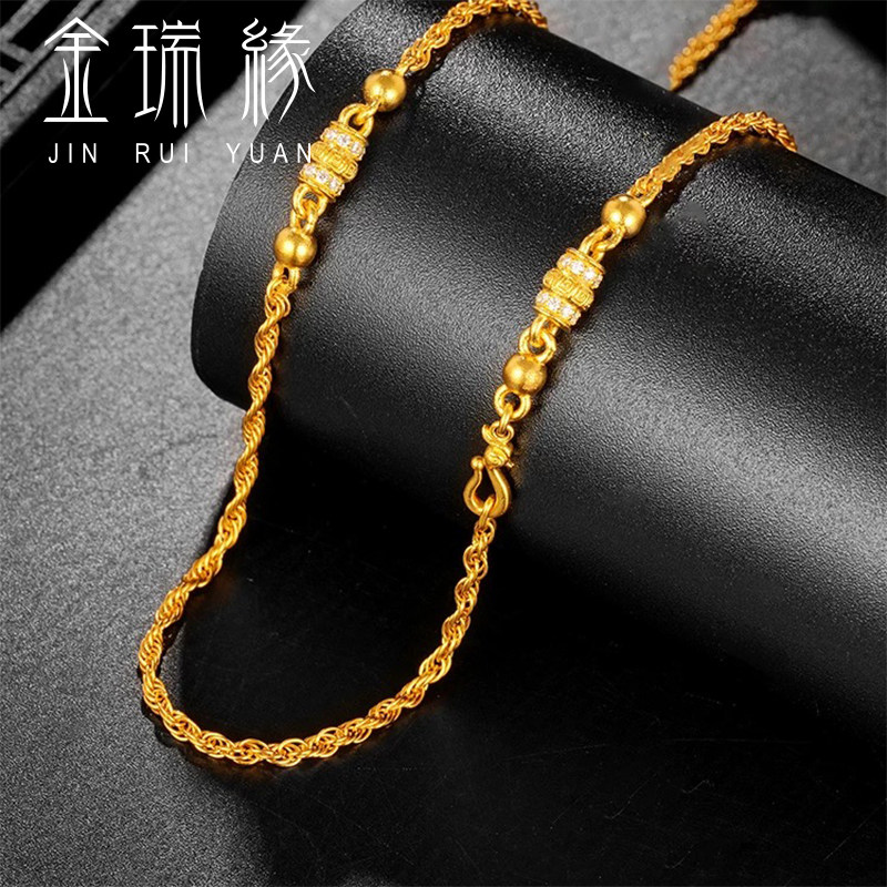 古法黄金麻花项链999足金手工金凤凰扣头纯金点钻镶嵌绞丝毛衣链