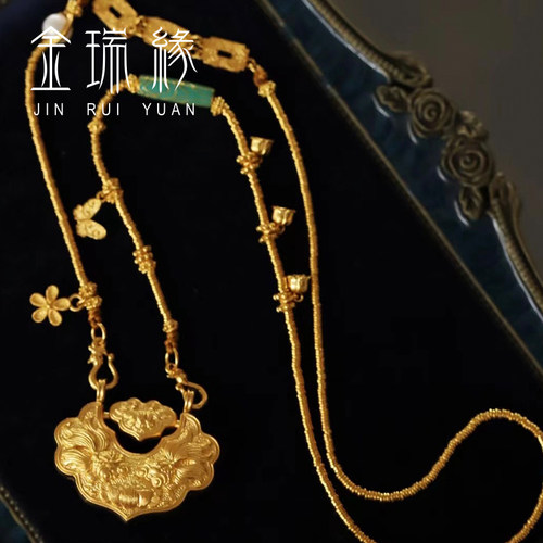 锦鲤古法黄金999项链礼物锁