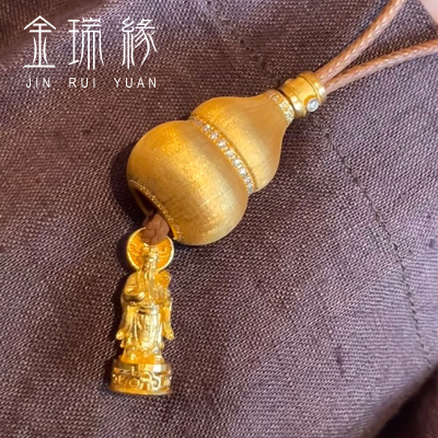 黄金葫芦财神吊坠999足金古法点钻福禄招财项链2024新款网红同款