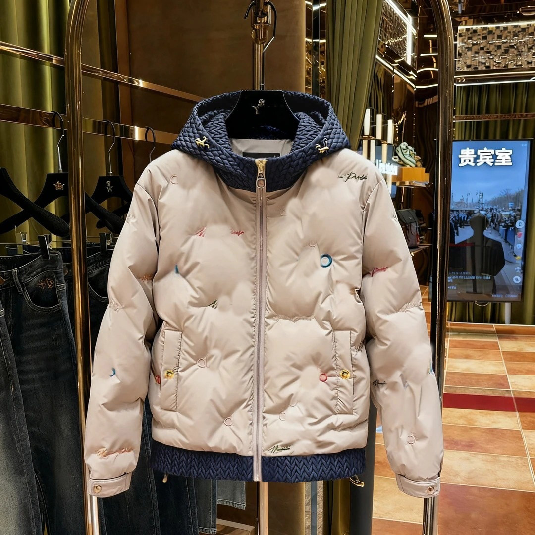 直播间-美式潮流字母吗棉服男士冬季麦穗拼接保暖休闲连帽外套