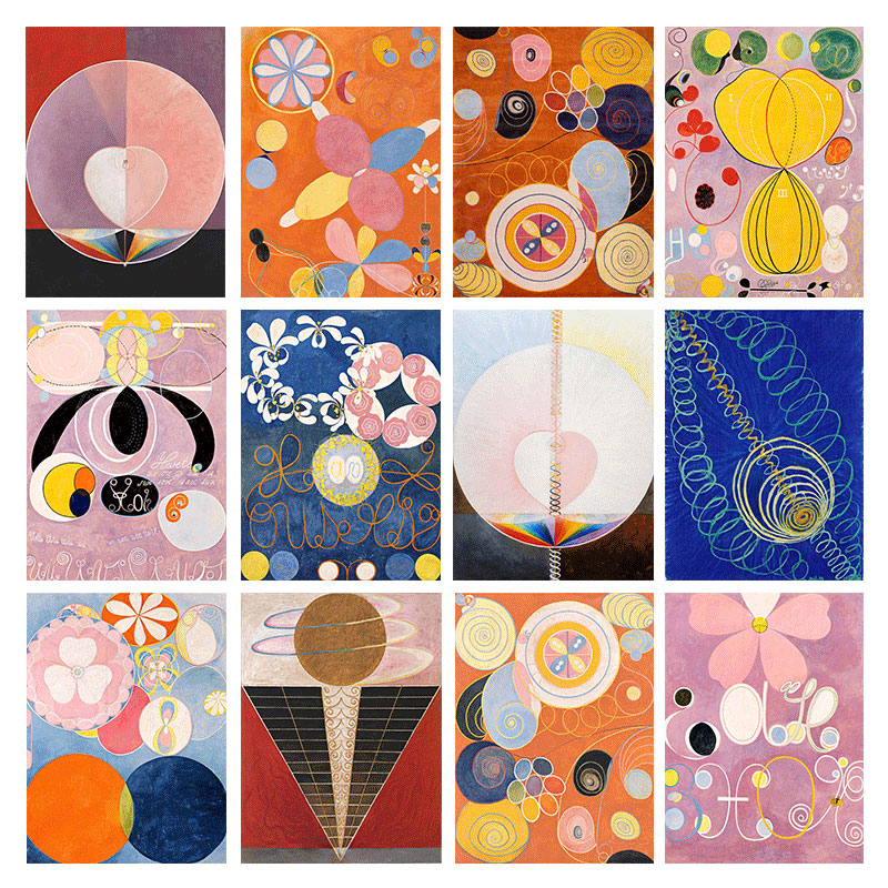 抽象hilma海报花卉艺术水彩北欧