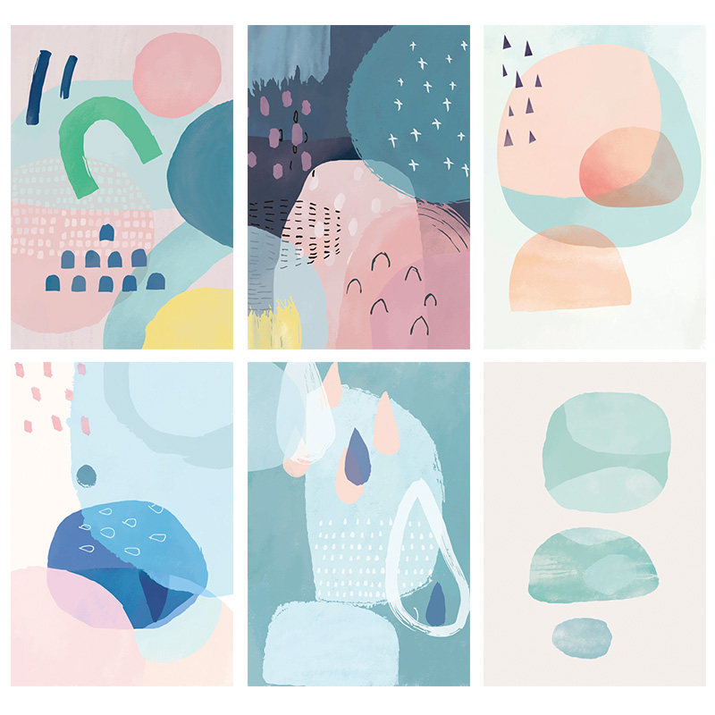 现代简约抽象几何图形色块北欧挂画装饰画心油画布打印定制画芯