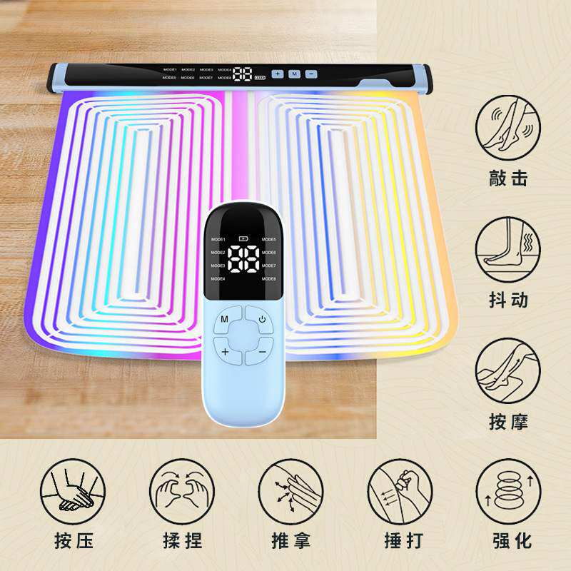 新品智能炫彩脚垫微电流脉冲脚底按摩器足底穴位足疗机美腿垫