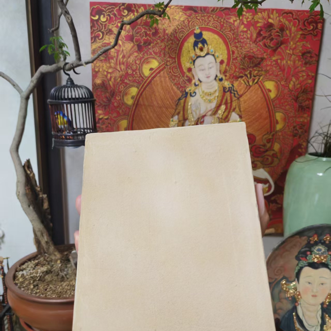 非遗泥板画纯手工壁画泥板敦煌写生厚实木板空白岩彩画板图片