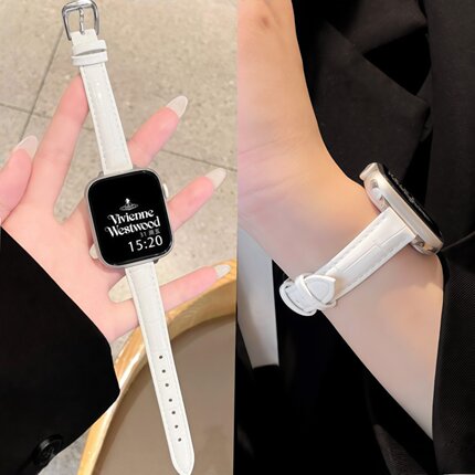 【亮面竹节皮】适用iwatch11苹果手表S10表带Applewatch10高级s9真皮s8秋冬SE3竹节纹7代s6创意ultra小众配件