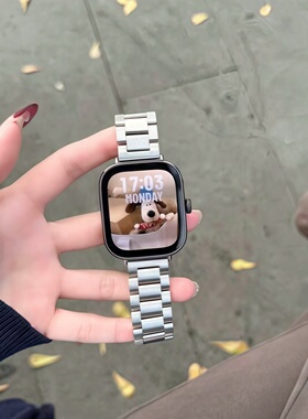 适用红米watch6表带Redmi5手表新款三珠金属钢带Redmiwatch5金属4代小米智能3手表2男女高级替换带保护壳配件