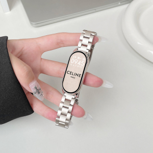 适用小米手环9表带10nfc版腕带8代7运动6智能5表链4男女生3三珠款金属陶瓷版替换带高级保护壳配件云顶创想