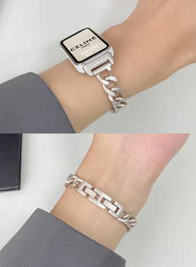 适用华为手环11/10/9/8表带小香风金属链band6/7手腕带夏天荣耀智能运动9NFC版男女夏天高级感换带保护壳配件