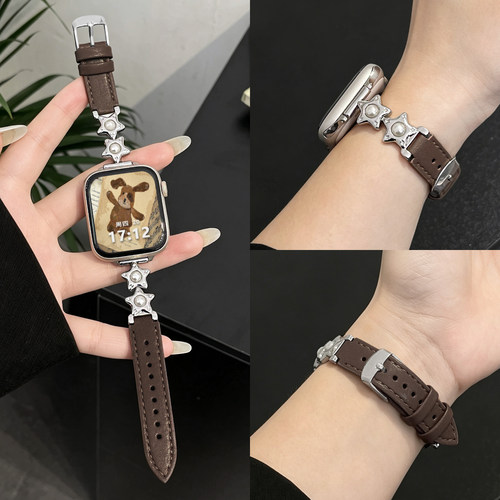 适用于小米手环10pro表带新款皮质小米9pro手表带女款系列红米watch6表带秋冬红米remi5智能腕表链4高级感