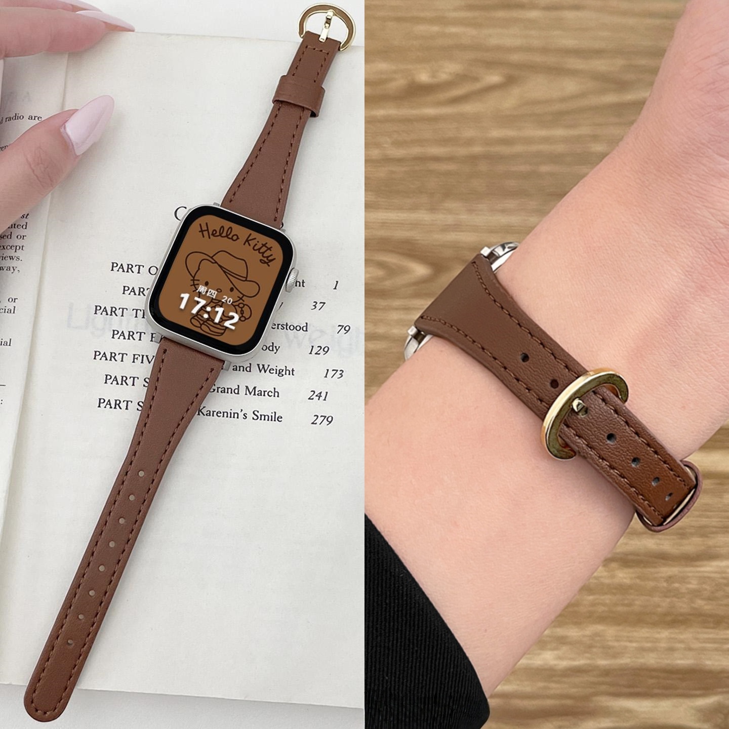 适用苹果iwatch小蛮腰皮质女表带