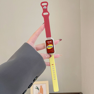 表带多巴胺拼色硅胶腕带荣耀9智能运动band6 8nfc版 7男女硅胶替换带配件透明壳云顶创想 适用华为手环10