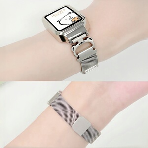 适用红米手环3表带夏天可爱小熊米兰尼斯腕带小米redmi手环2米兰磁吸透气band2/3男女高级感替换带保护壳配件