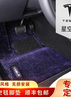 汽车脚垫平铺星光毯适用于特斯拉modelymodel3加厚地毯专车