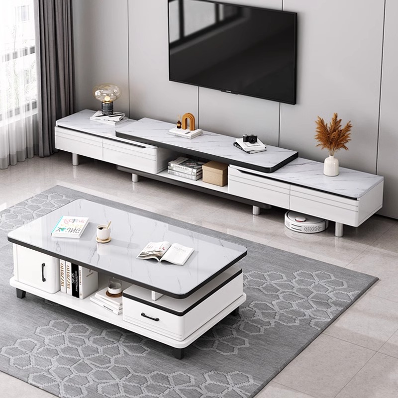 电视柜客厅家用现代简约2024新款小户型伸缩落地茶几电视机柜组合