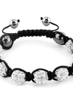 10mm 9颗钻钻球编织香巴拉手链软陶泥女士