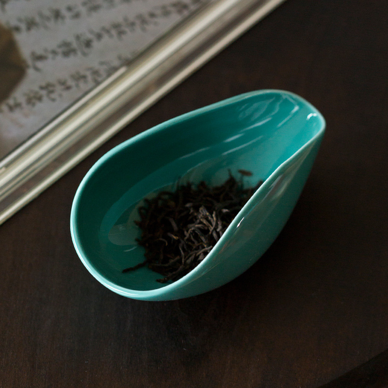 松石绿茶荷茶拨家用陶瓷手工赏茶则茶功夫茶具中式茶艺茶道