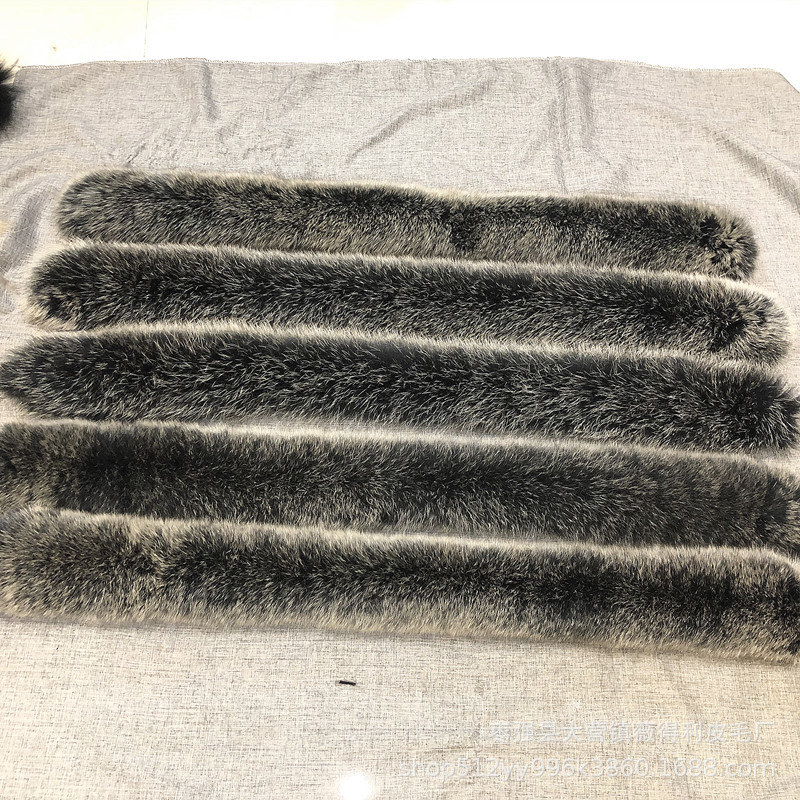 高品质狐狸毛帽条狐狸整皮毛领黑白霜色毛条服饰辅料帽子配件diy