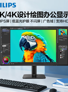 飞利浦电脑显示器4K超清27寸2K120Hz家用办公IPS显示屏27E1N5800E