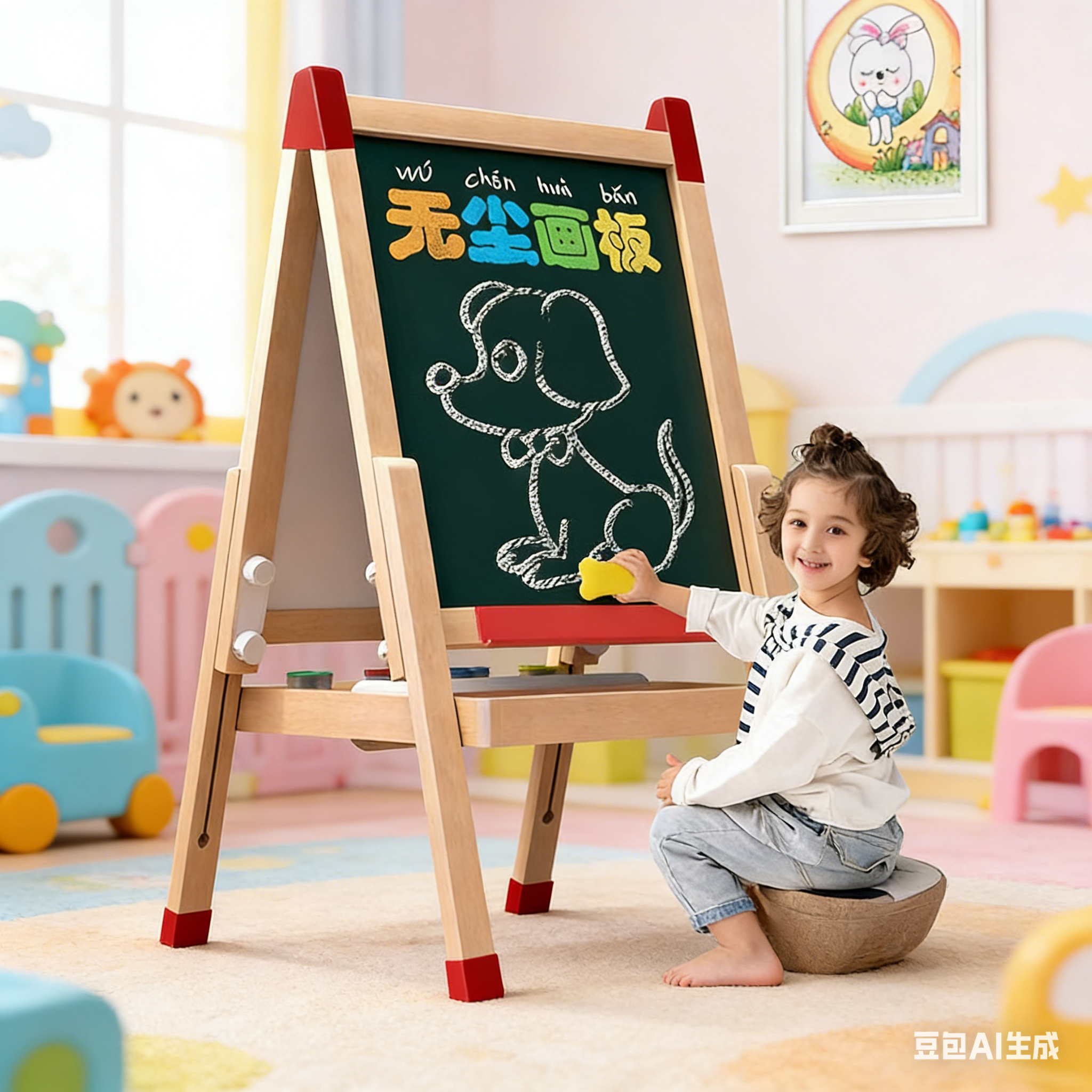 婴儿儿童画板家用小黑板磁性支架式小学生幼儿画画涂鸦写字板可擦