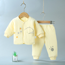 保暖冬款 新生婴儿衣服秋冬季 加厚夹棉分体棉袄裤 套装 宝宝棉服冬装