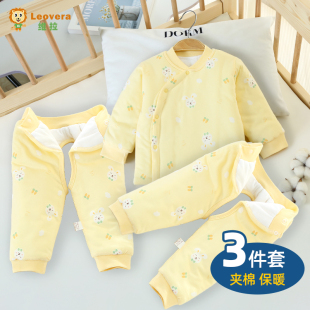 冬装 12个月男女宝宝棉服加厚棉袄棉裤 新生婴儿衣服秋冬夹棉套装
