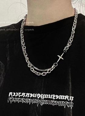 纯银双层叠戴项链男潮星芒ins