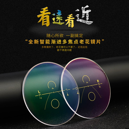 内超薄老花变色防蓝光多眼镜片