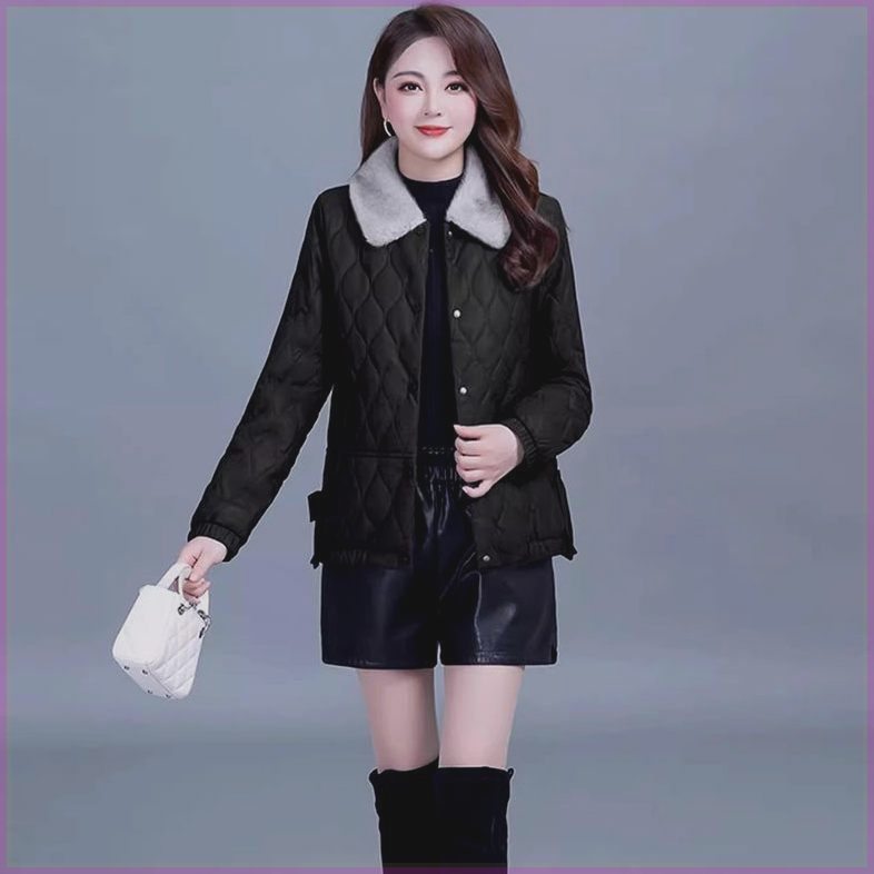 不裂皮免洗羽绒棉服女短款皮衣秋冬新款时尚洋气减龄百搭加厚外套
