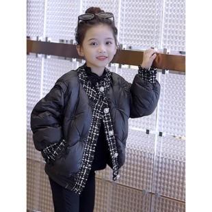 儿童洋气小女孩短款夹棉加厚棉衣女童外套秋冬款2024冬装新款中大