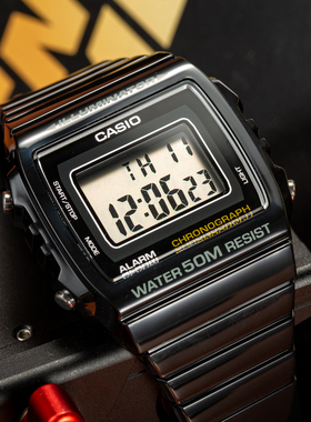 卡西欧手表男Casio儿童防水中性学生方盘黑色电子表女W-215H-1A