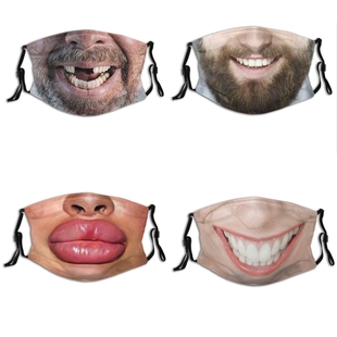 表演仿真人脸口罩3D立体d搞笑大嘴唇搞怪表情舞会面具年会cos用潮