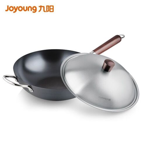 【有耳全钢盖】Joyoung/九阳CTG3205精铁真不锈炒锅燃磁通用32cm