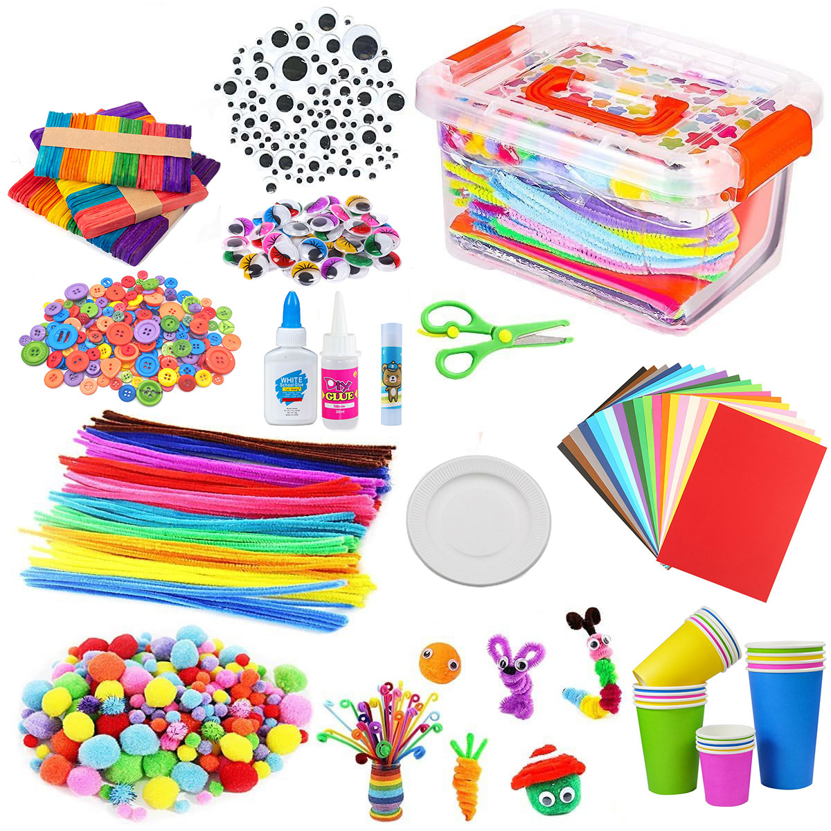 幼儿园手工材料毛根DIY毛球眼睛