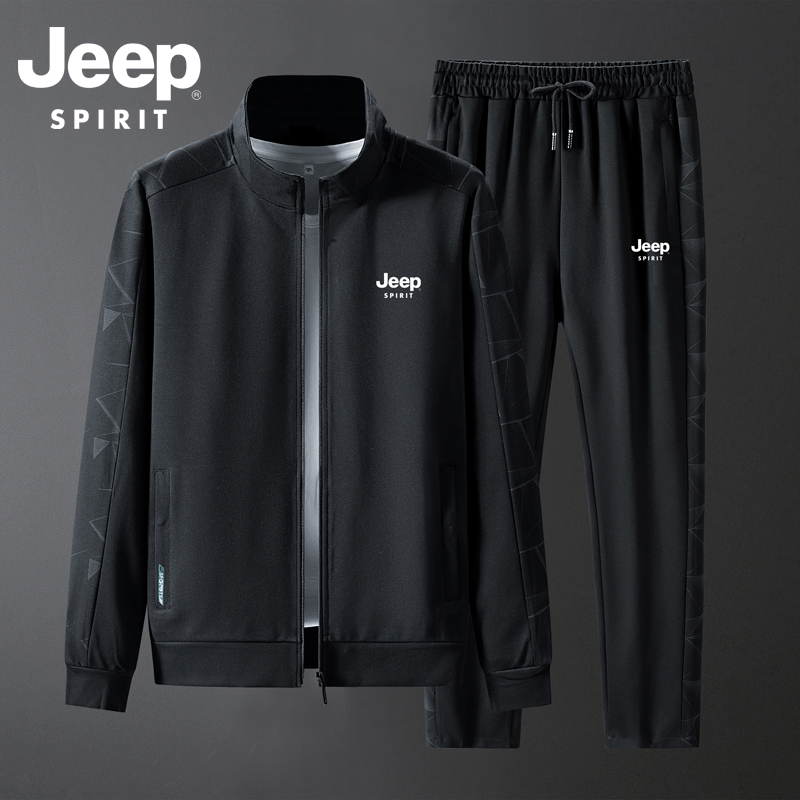吉普Jeep spirit运动套装男款秋冬中青年晨跑开衫卫衣裤子运动服